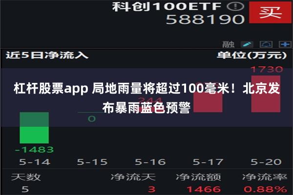 杠杆股票app 局地雨量将超过100毫米！北京发布暴雨蓝色预警