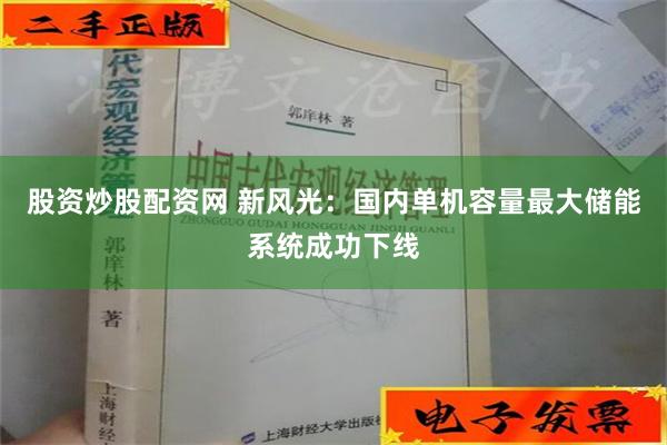 股资炒股配资网 新风光：国内单机容量最大储能系统成功下线