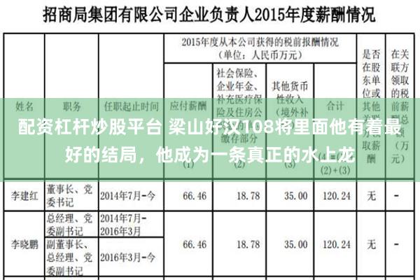 配资杠杆炒股平台 梁山好汉108将里面他有着最好的结局，他成为一条真正的水上龙